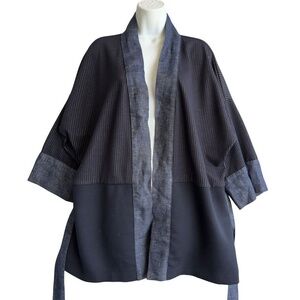 Italian Designer Kimono Jacket O/S Wool Blend Minimalist Japanese Robe Coat